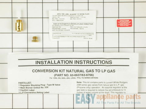 Gas Conversion Kit - Natural to LP – Part Number: WP63-6766