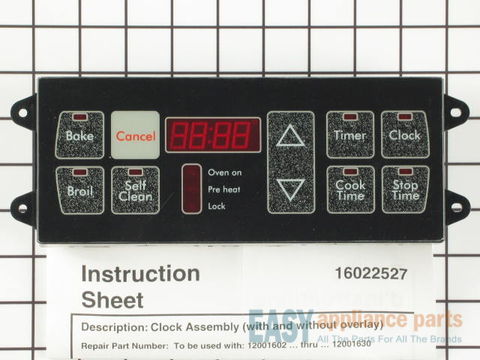 Electronic Control with Overlay - Black – Part Number: WPW10162787