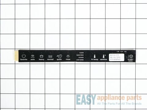 Dishwasher Control Panel Overlay – Part Number: 154621403