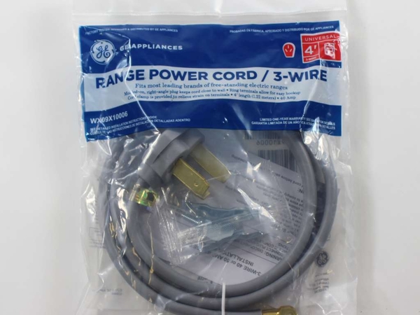 4'40AMP 3 WIRE RANGE CORD – Part Number: WX09X10006